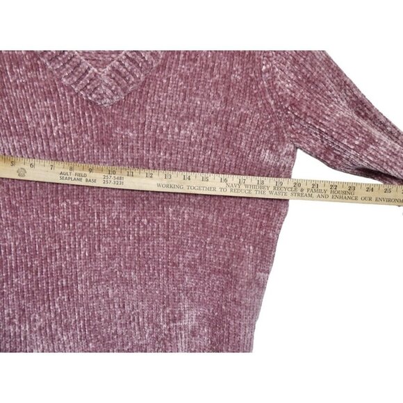 Orvis Chenille Sweater Womens Size M Mauve Pink Pullover V-Neck Soft Tunic - Picture 4 of 8